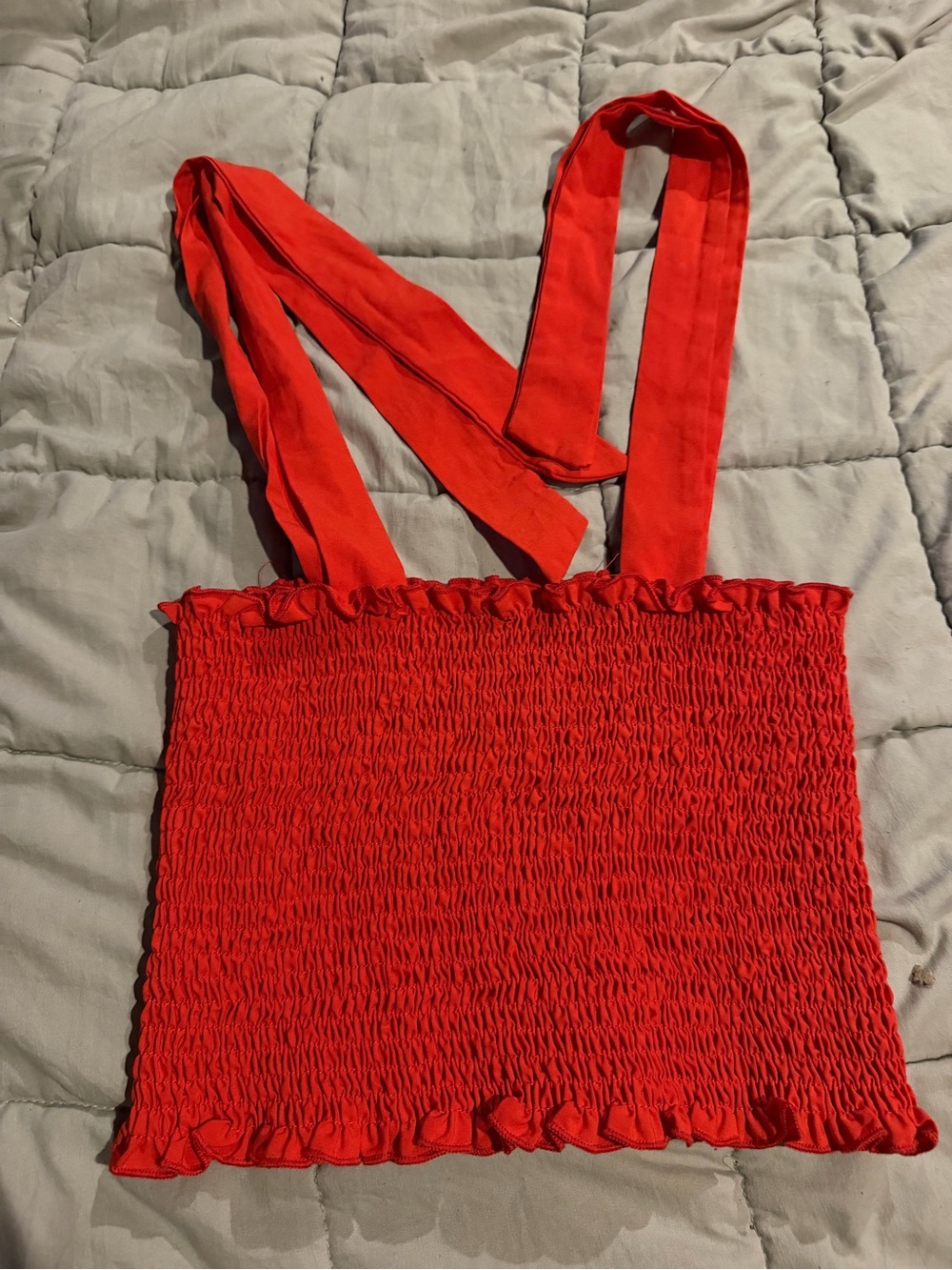 Red Smocked Strap Tube Top - Women